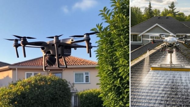 Nettoyage de toiture par drone