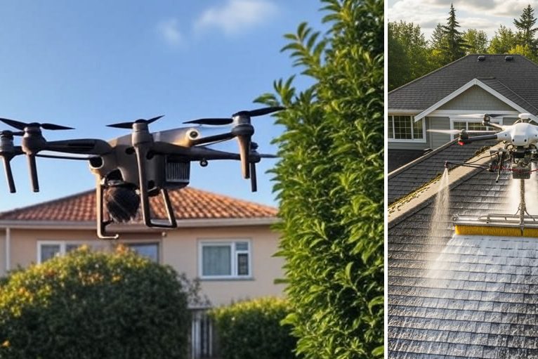 Nettoyage de toiture par drone