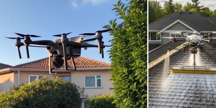 Nettoyage de toiture par drone