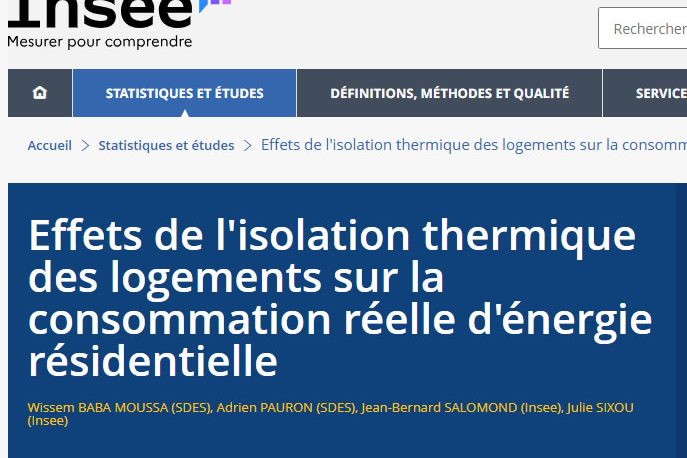 Document de travail de l'INSEE sur l'isolation thermique des logements