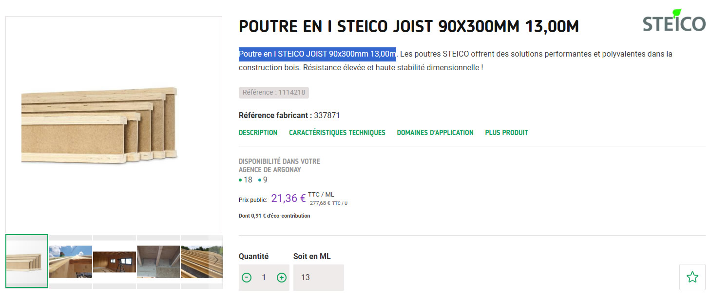 Prix des poutres en I