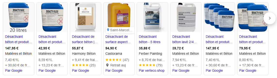 Désactivants béton en vente au bidon