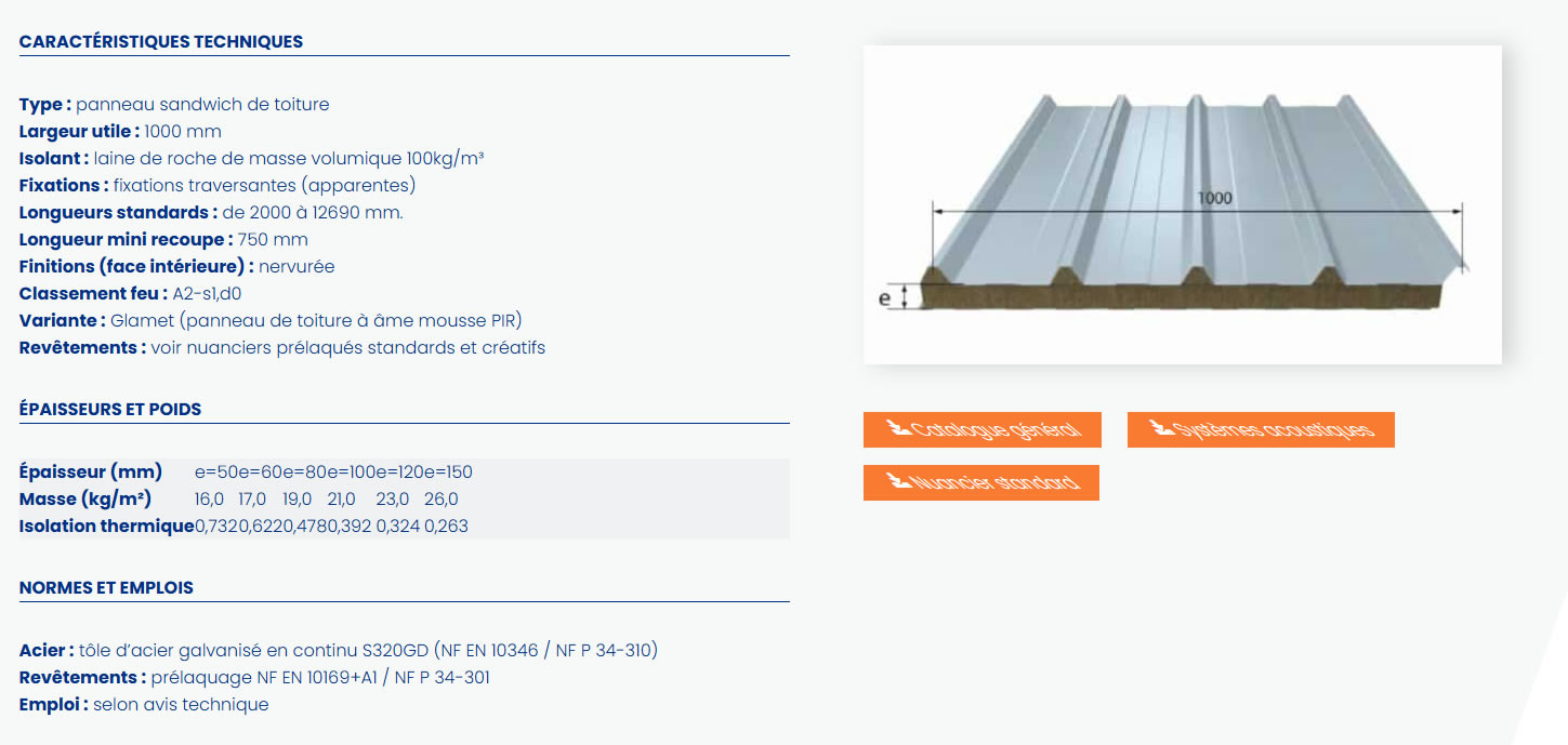 Caractéristiques techniques panneaux Monolaine T