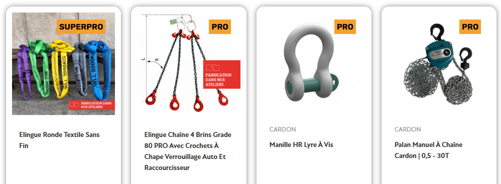 Exemple d'accessoires de levage