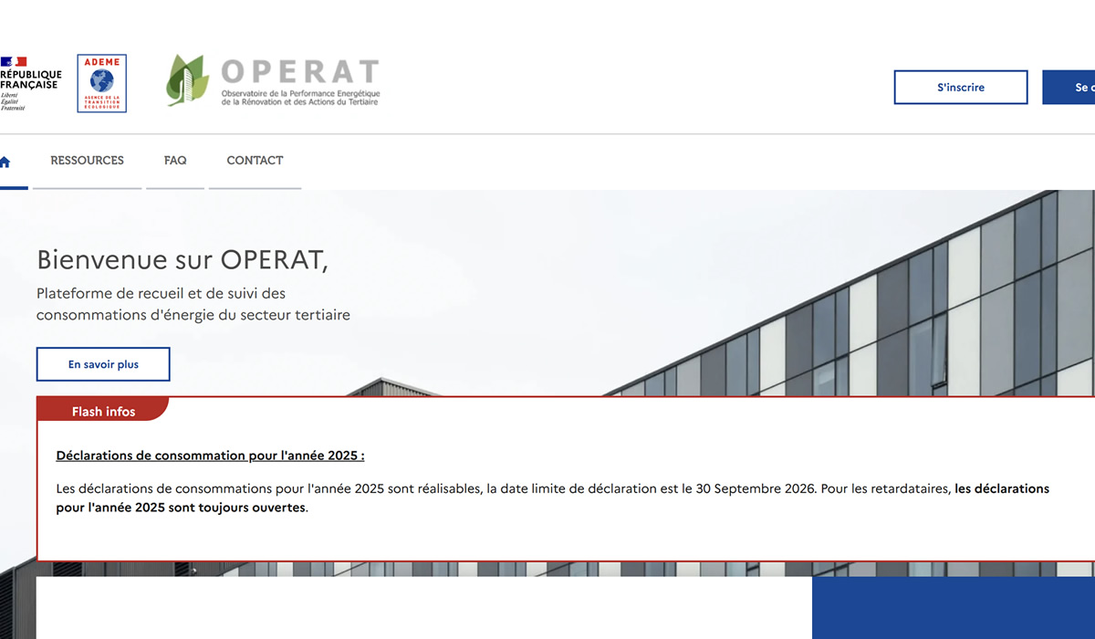 Plateforme OPERAT pour application du décret tertiaire